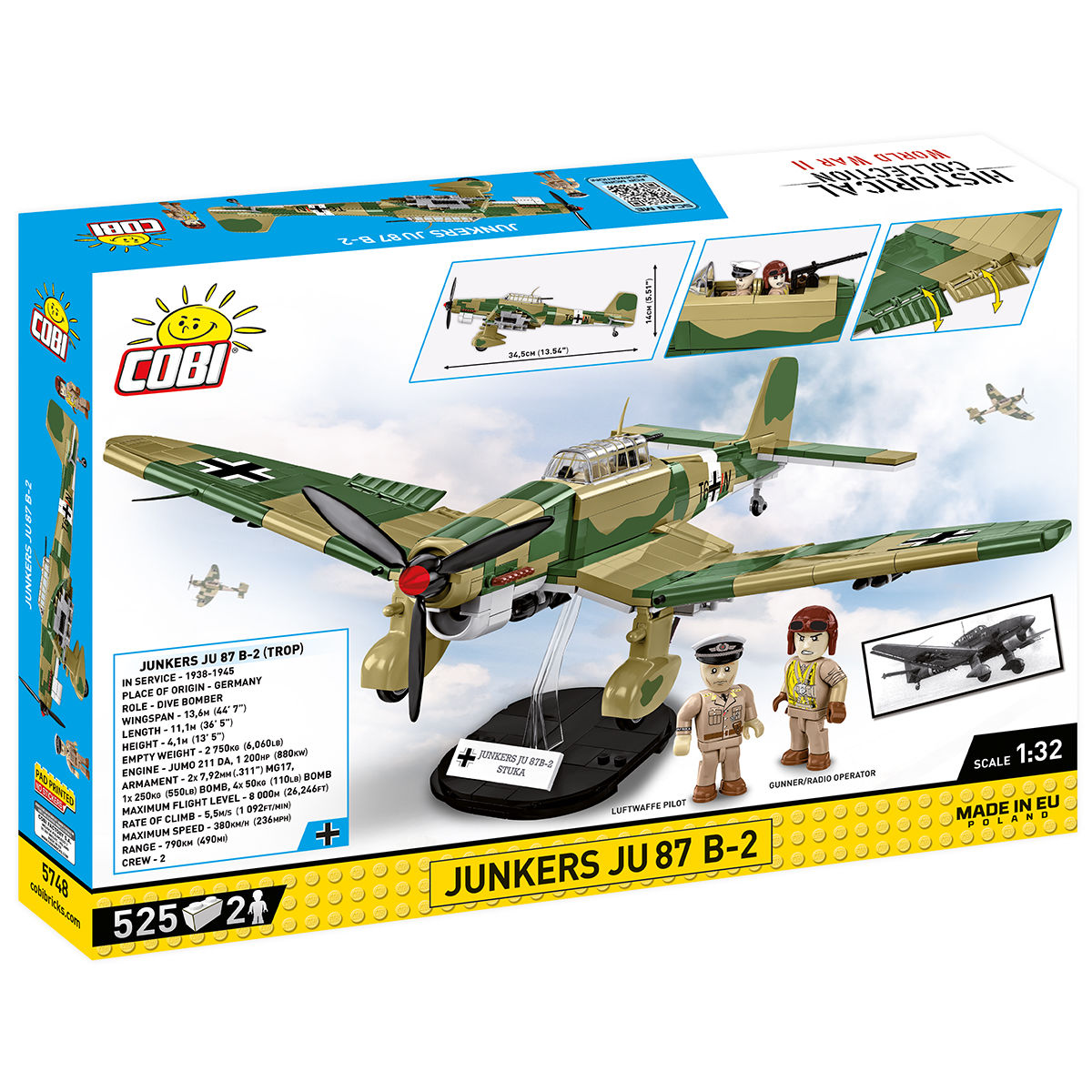 Model Junkersa Ju 87 B-2 z dwiema figurkami i podstawką