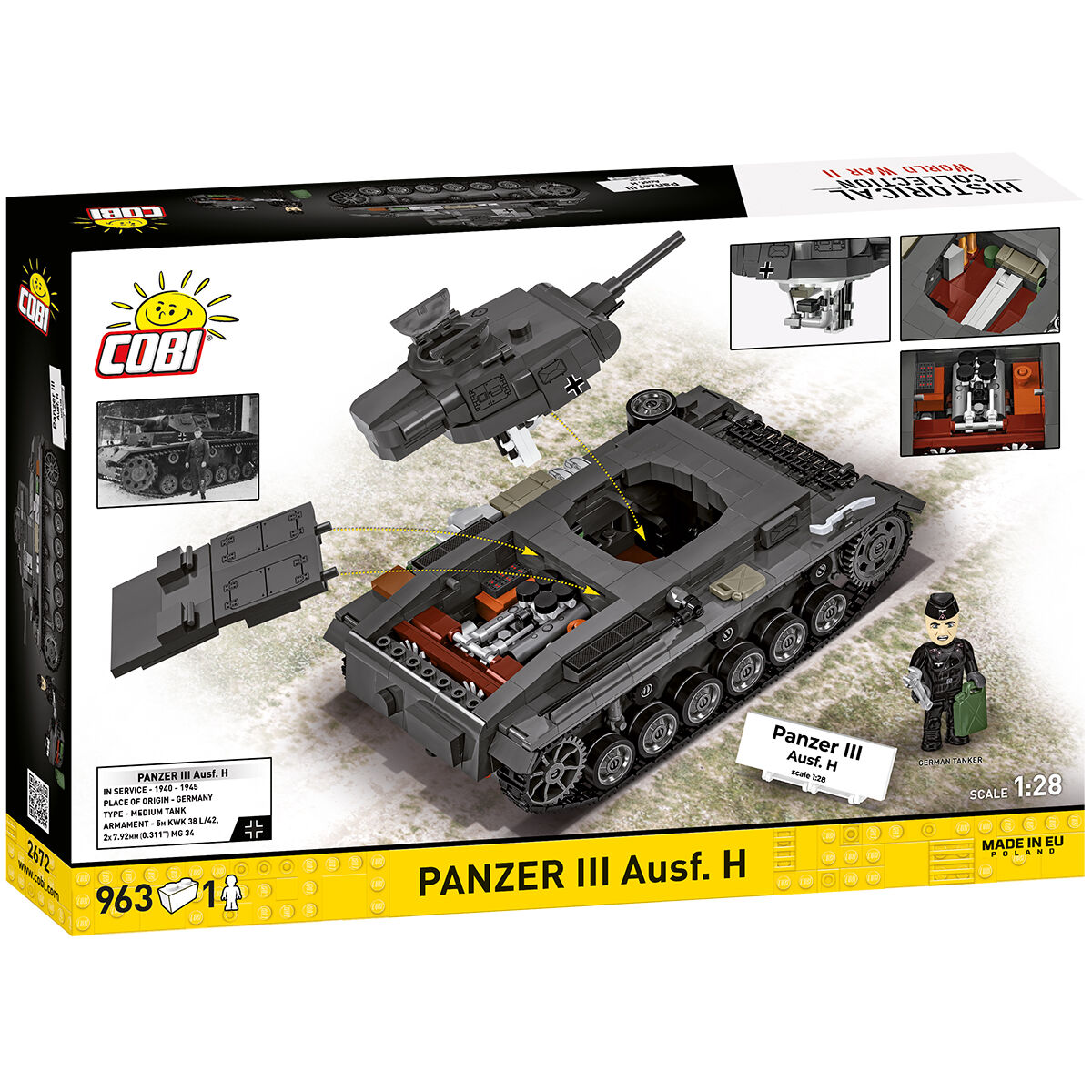 Model Panzer III Ausf. H z widocznym wnętrzem i zdejmowanymi elementami pancerza