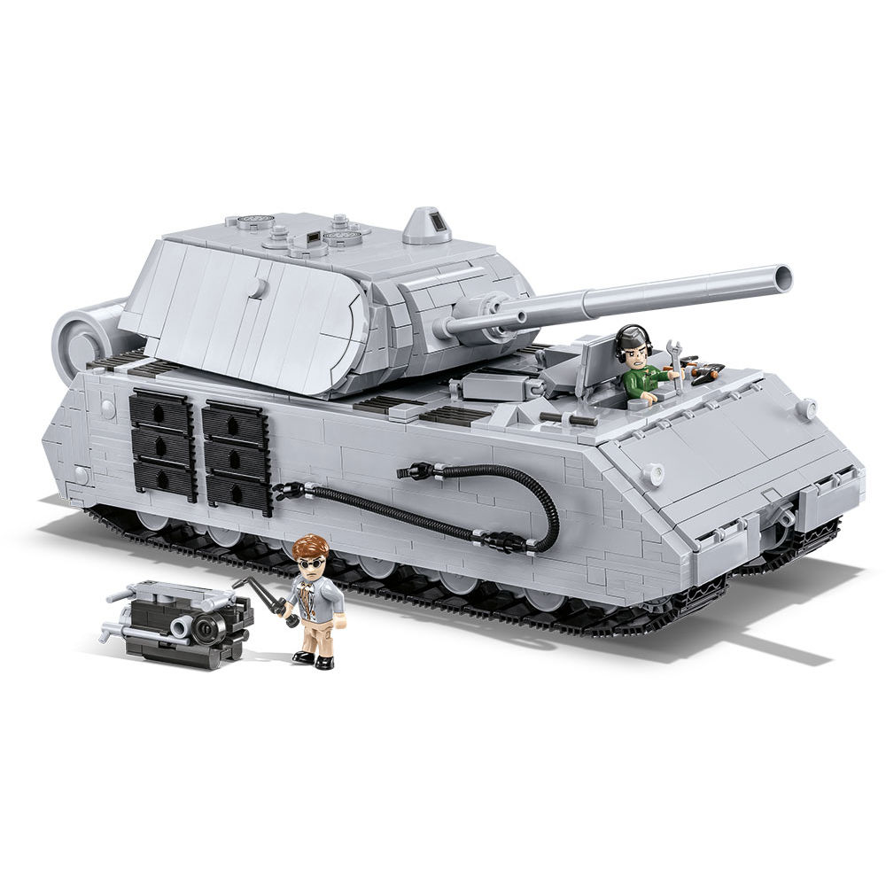 Zbudowany model Panzer VIII Maus z dwiema figurkami