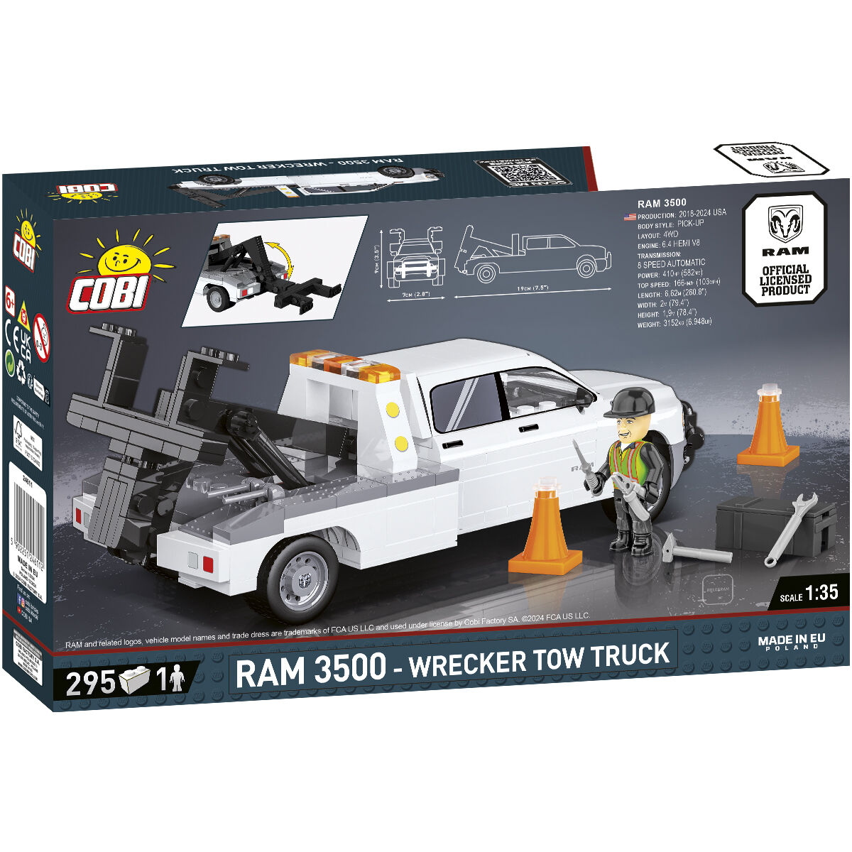 Model RAM 3500 Wrecker Tow Truck z figurką pracownika pomocy drogowej