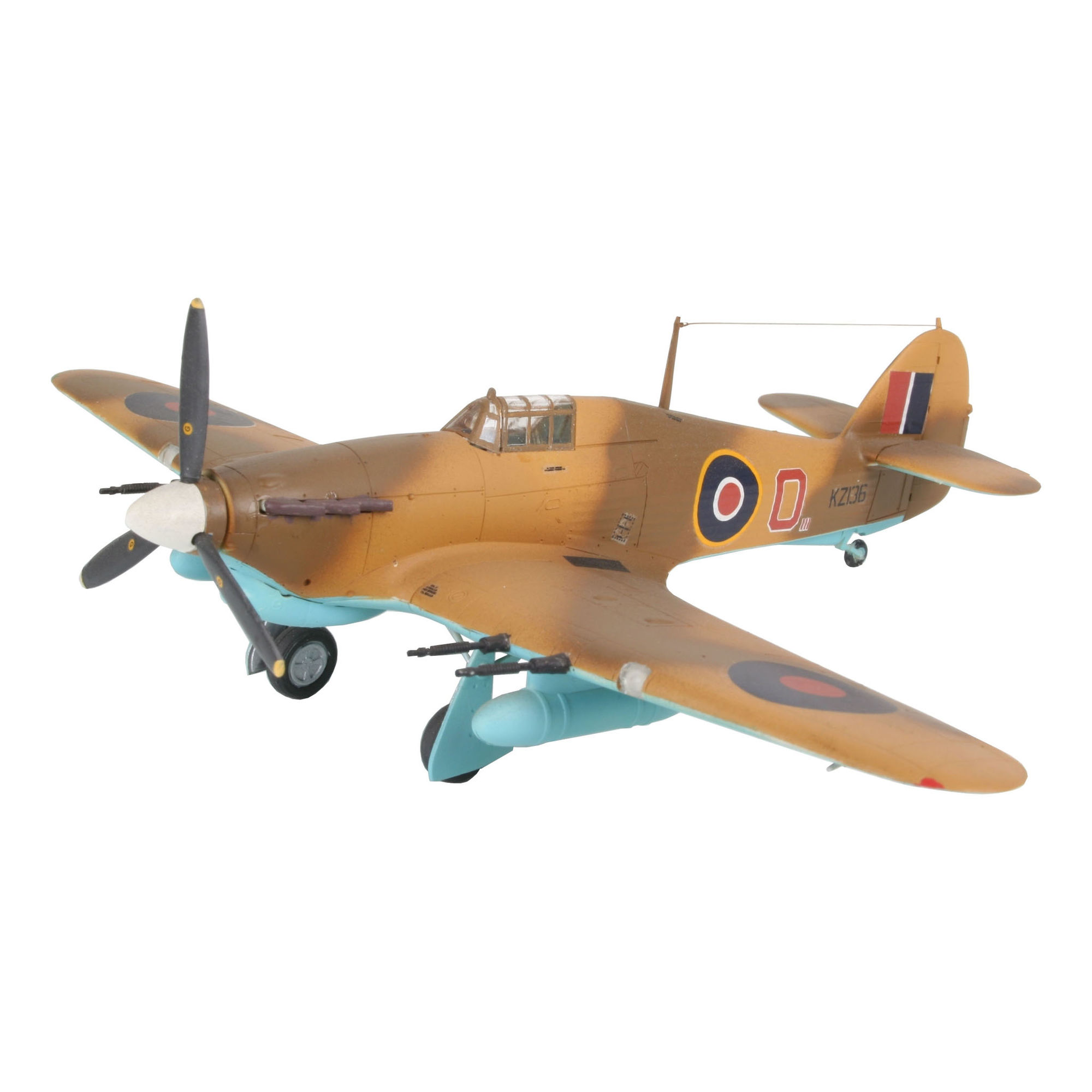 Złożony model Hawker Hurricane Mk IIC z podwoziem i uzbrojeniem