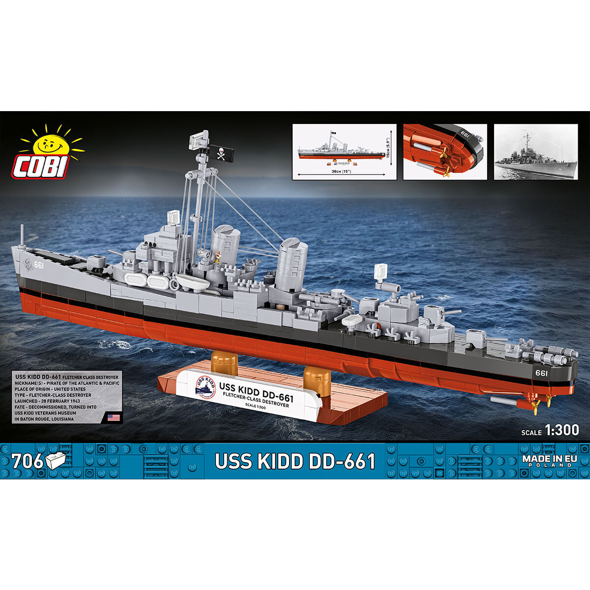 USS Kidd DD-661 w skali 1:300