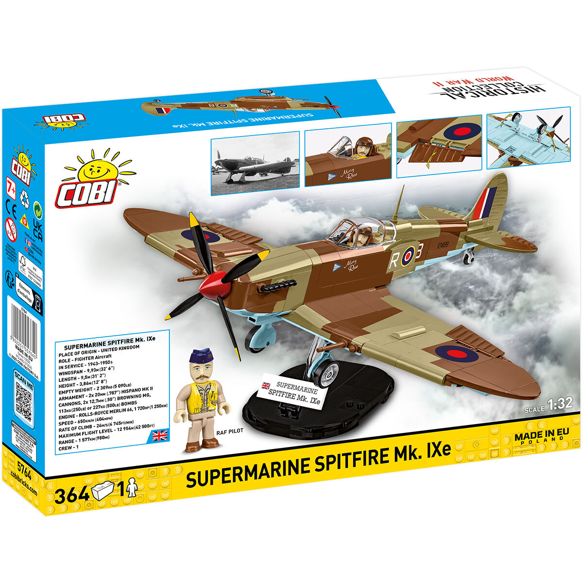 Model Supermarine Spitfire Mk. IXe na opakowaniu zestawu