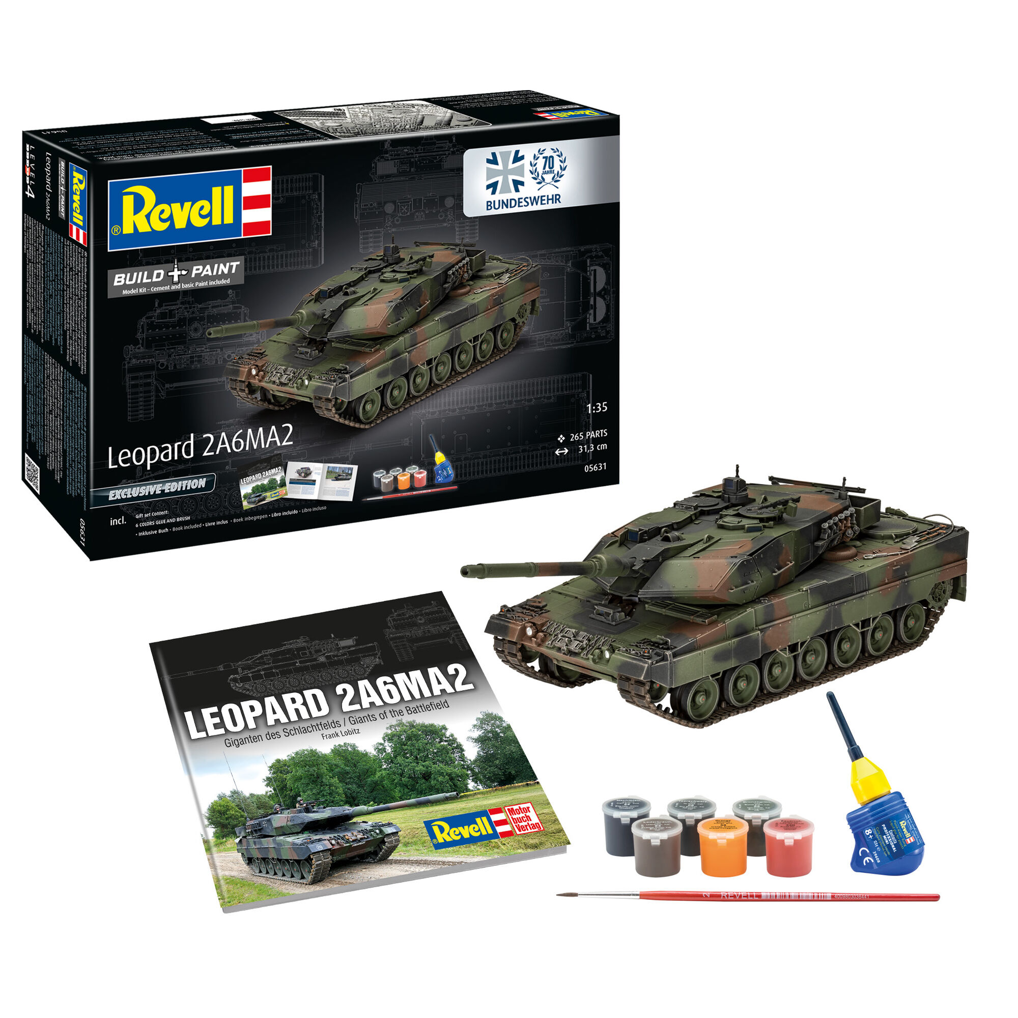 Model Leopard 2A6MA2 z farbami, klejem, pędzlem i broszurą