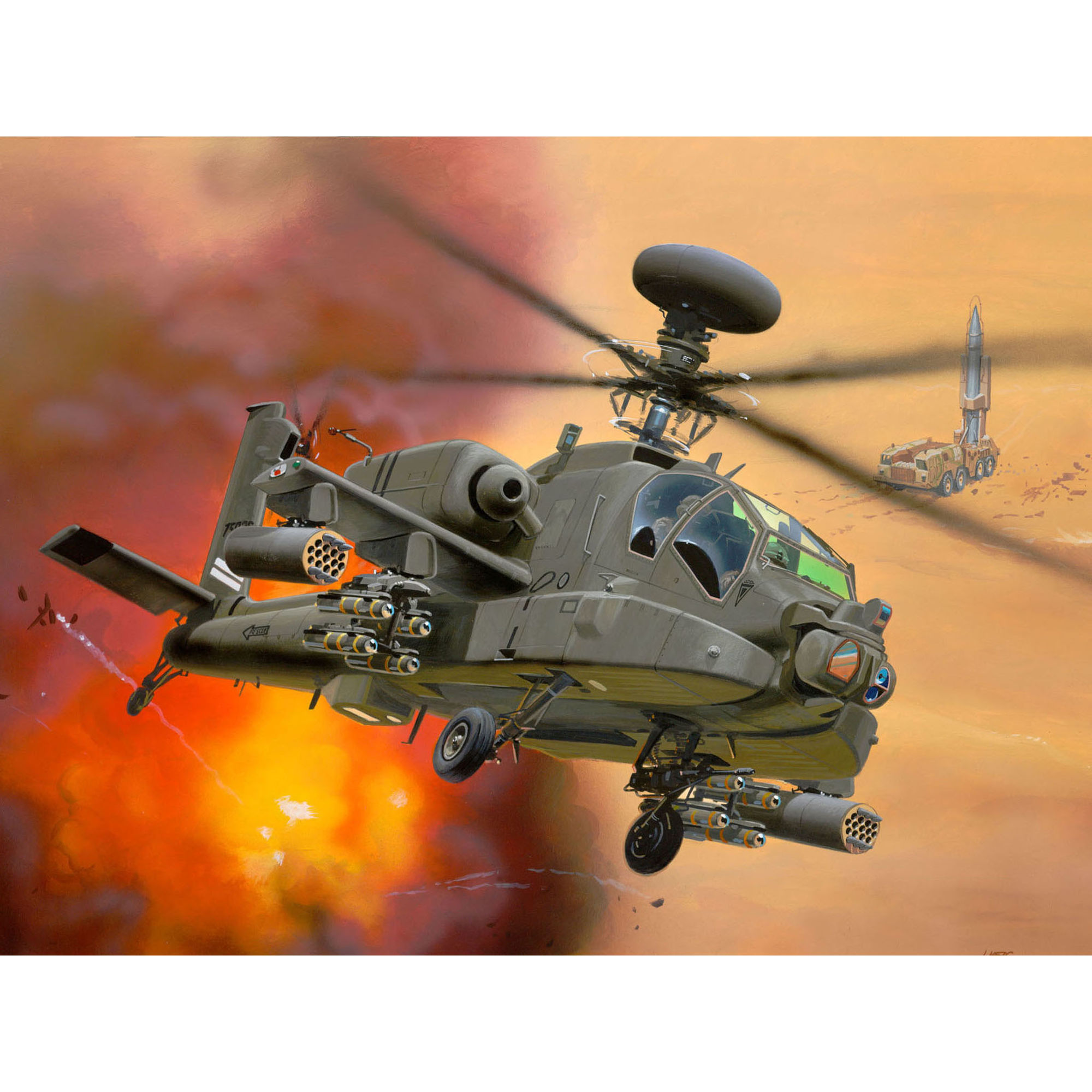 Ilustracja śmigłowca AH-64D Longbow Apache z opakowania