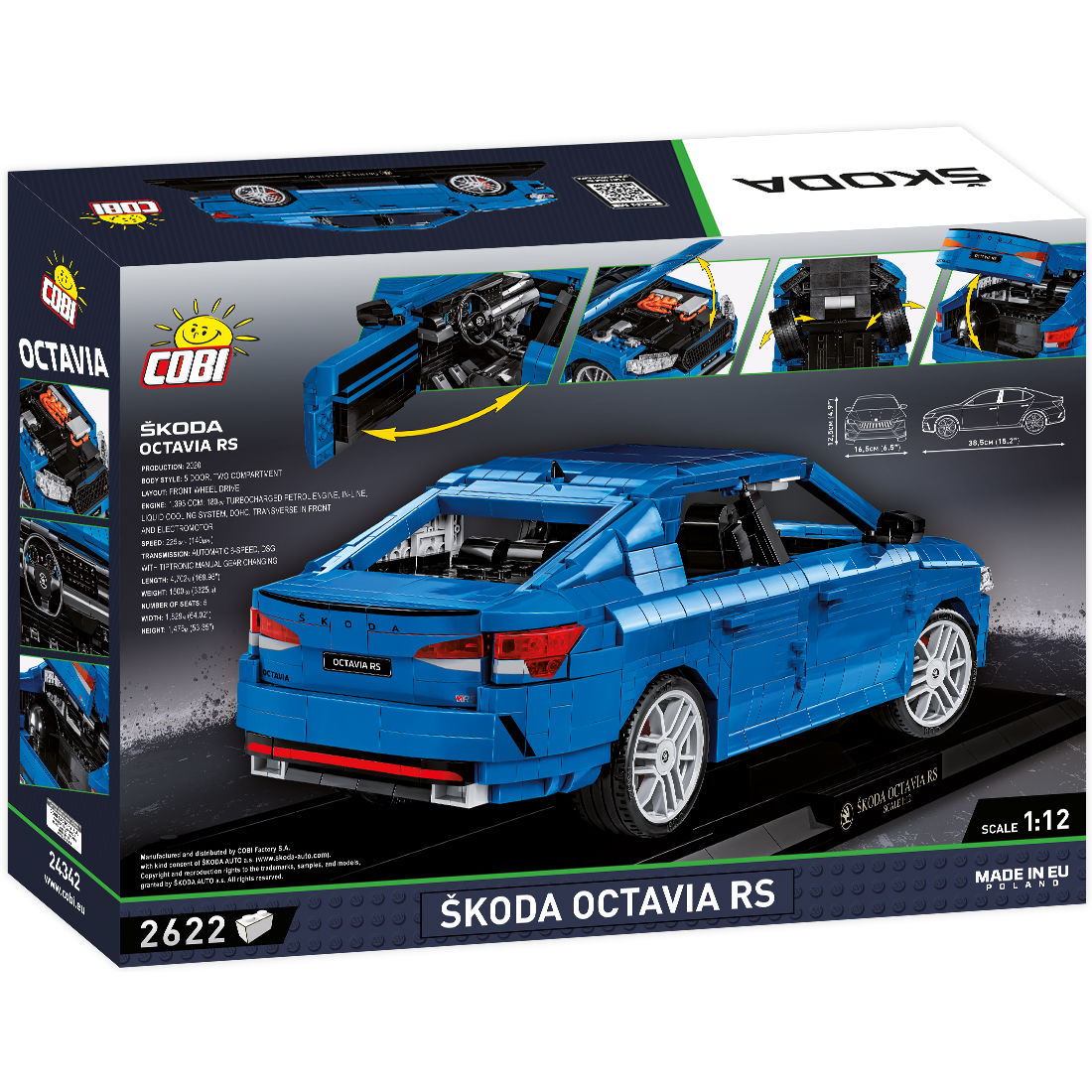 Pudełko zestawu Škoda Octavia RS z widokiem modelu i podstawowymi informacjami