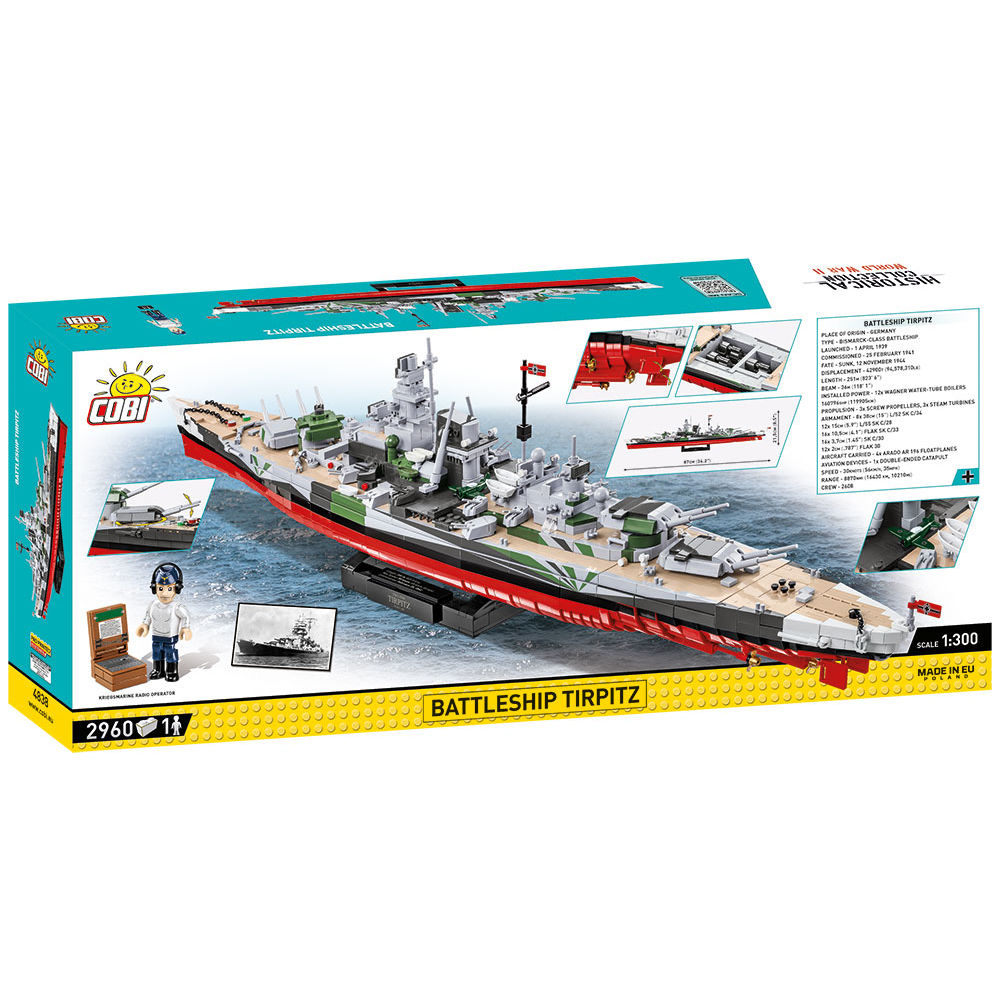 Model pancernika Tirpitz z podstawką ekspozycyjną