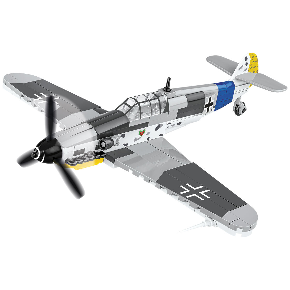 Zbudowany model Messerschmitta Bf 109 G z obracającym się śmigłem