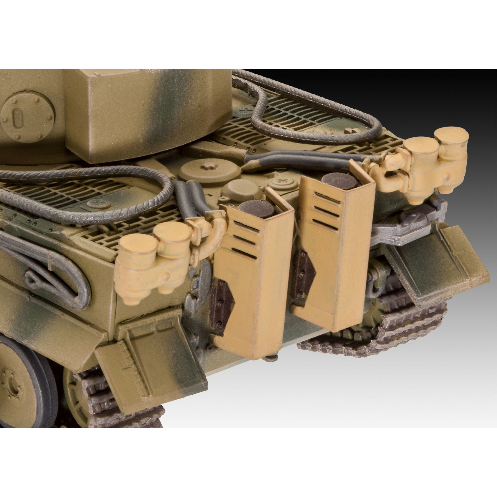 Zbliżenie tylnej części modelu czołgu Tiger I
