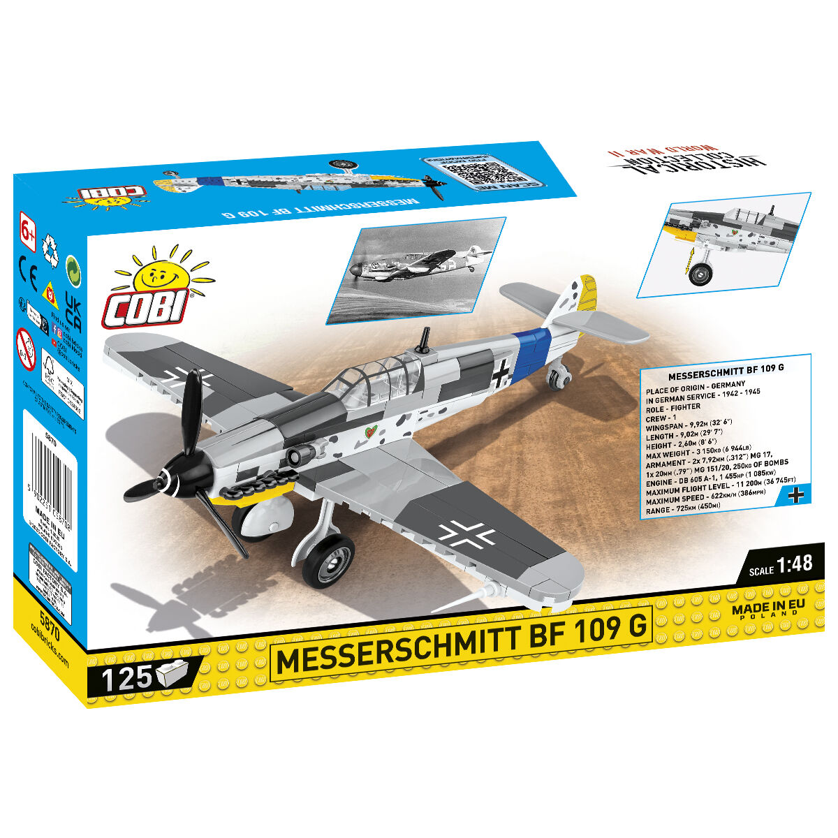 Model Messerschmitta Bf 109 G na tle opakowania