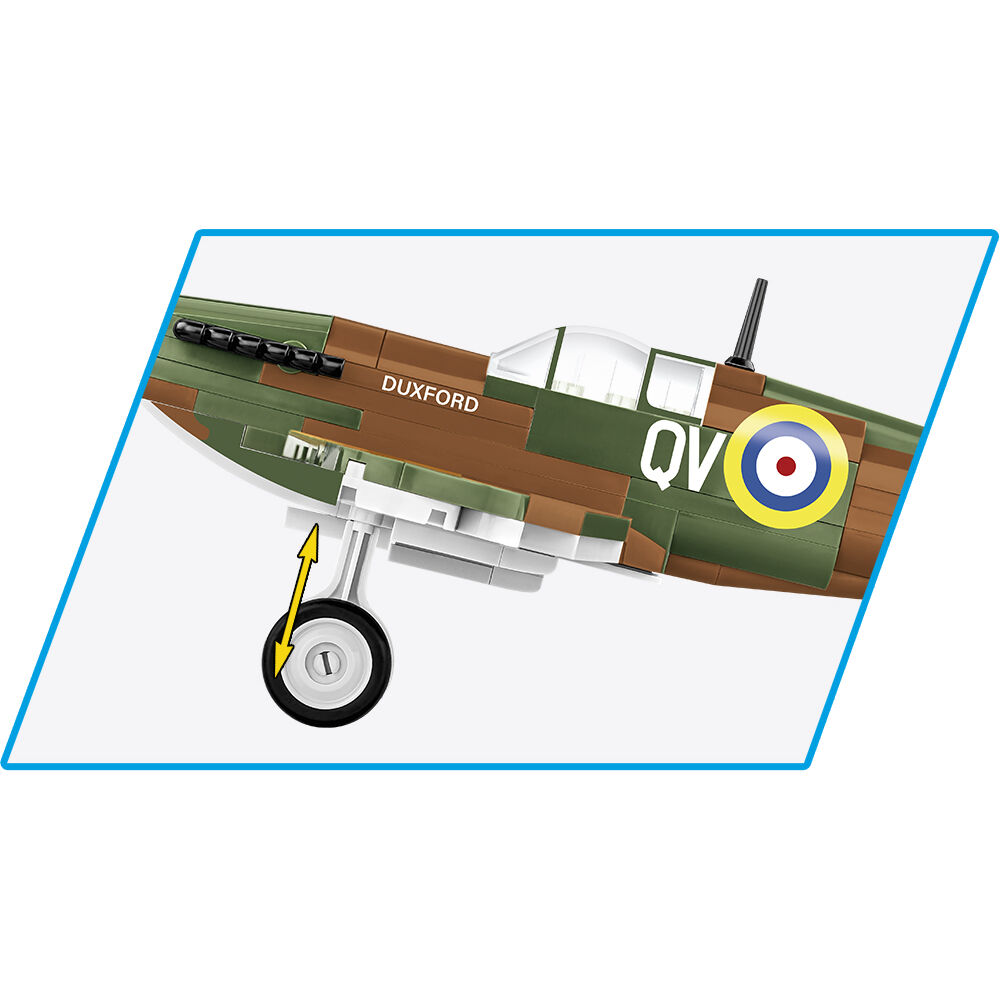 Zbliżenie na ruchome gumowe koło modelu Spitfire