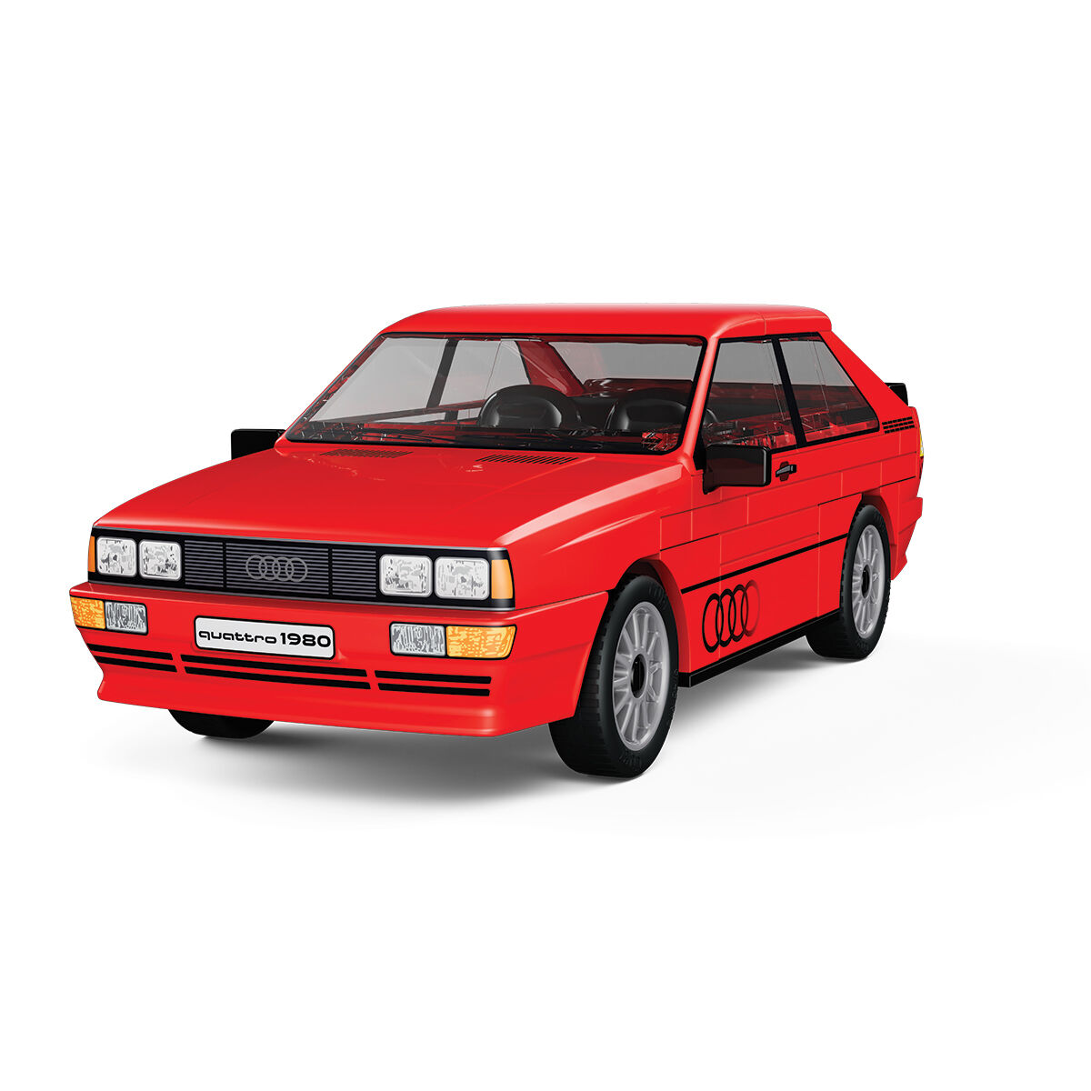 Czerwony model Audi quattro w widoku z przodu