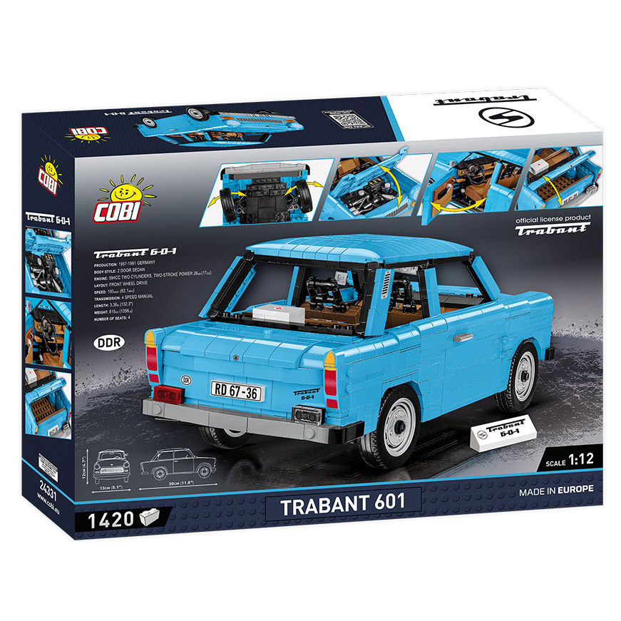Model Trabanta 601 S pokazany od tyłu na opakowaniu