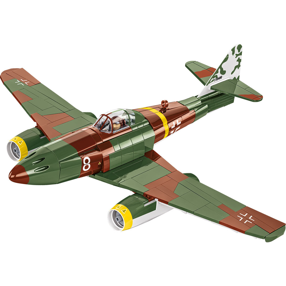 Model Messerschmitt Me 262A-1a z widocznymi silnikami i oznaczeniami