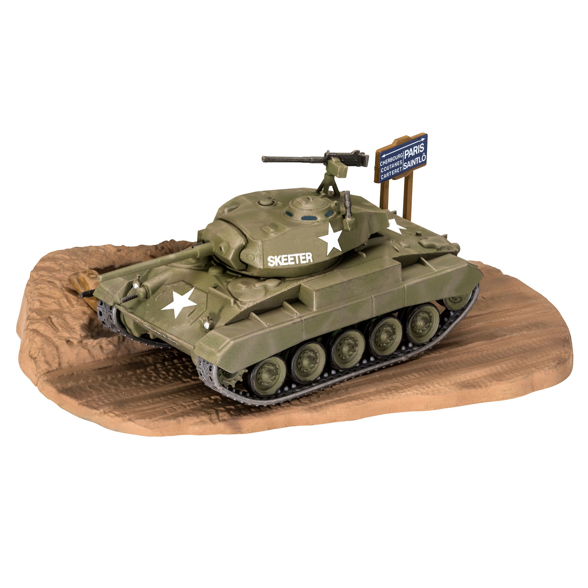 Sklejony model czołgu M24 Chaffee na dioramie