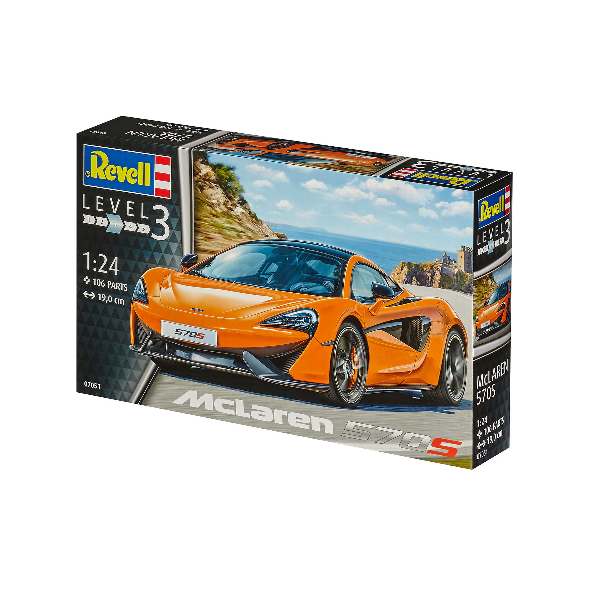 Pudełko modelu McLaren 570S Revell w skali 1:24