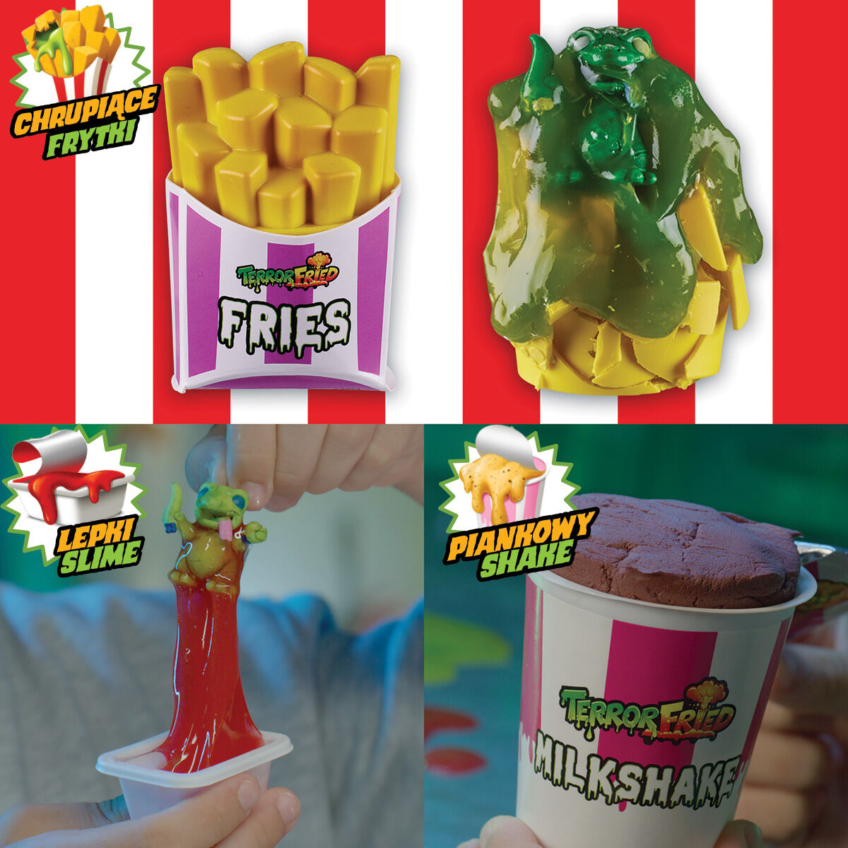 Figurka w mieszance i elementy fast foodu
