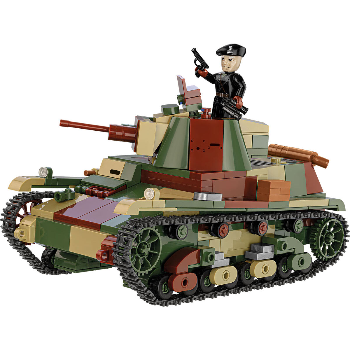 Zbliżenie modelu Light Tank 7TP z ruchomą wieżą i gąsienicami