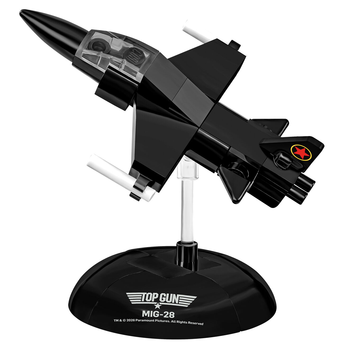 Zbudowany model MiG-28 na podstawce ekspozycyjnej