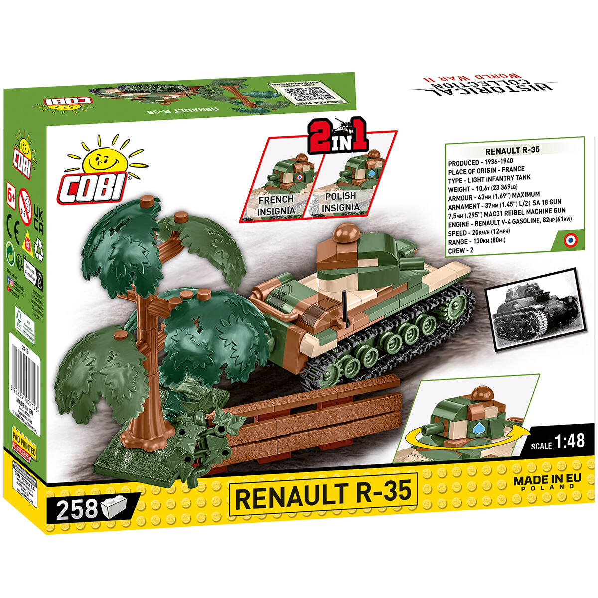 Model Renault R-35 z elementami otoczenia i opakowanie zestawu
