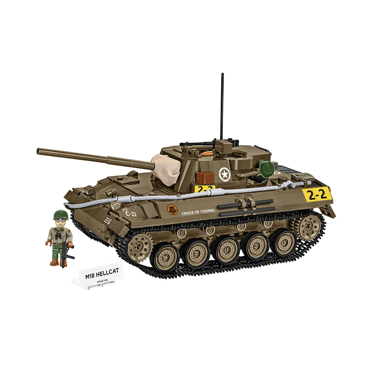 Zbudowany model M18 Hellcat z figurką dowódcy