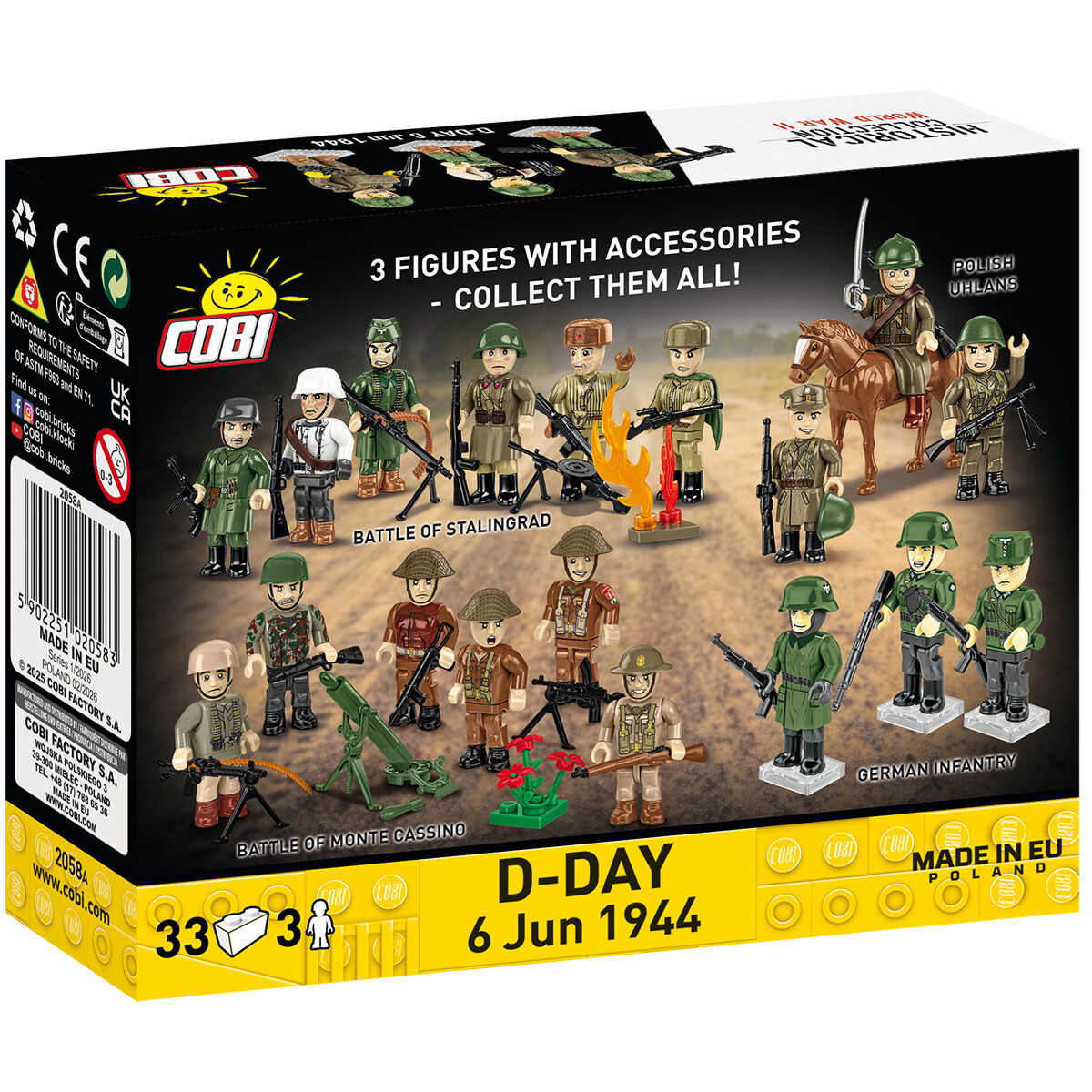 Tył opakowania zestawu COBI D-Day z trzema figurkami