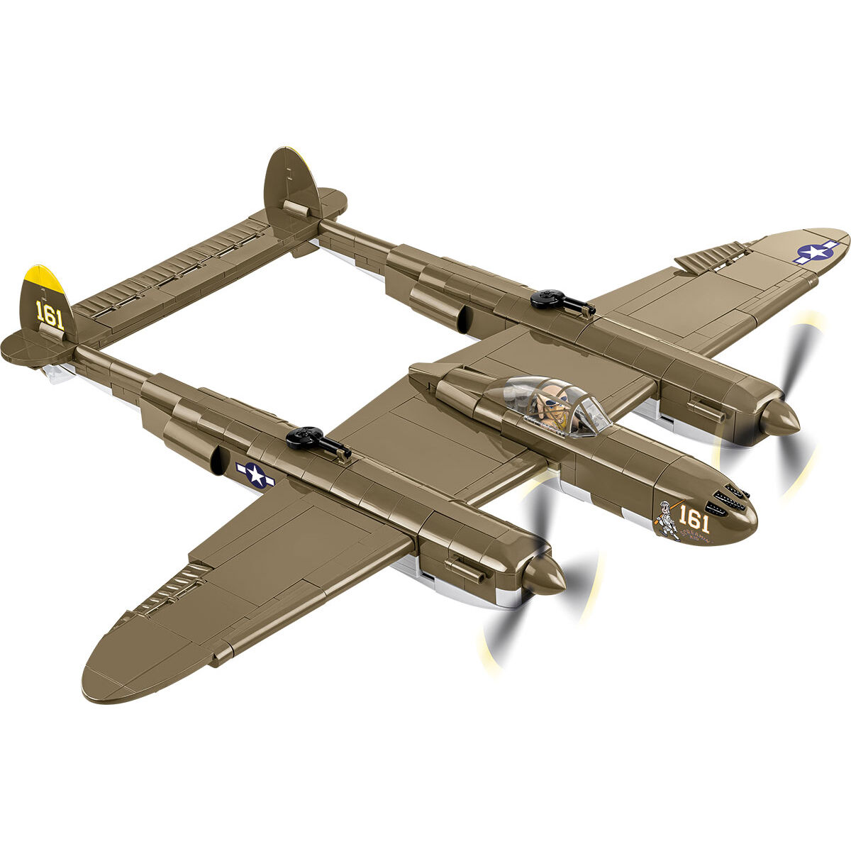 Zbudowany model Lockheed P-38H Lightning z rozłożonym podwoziem