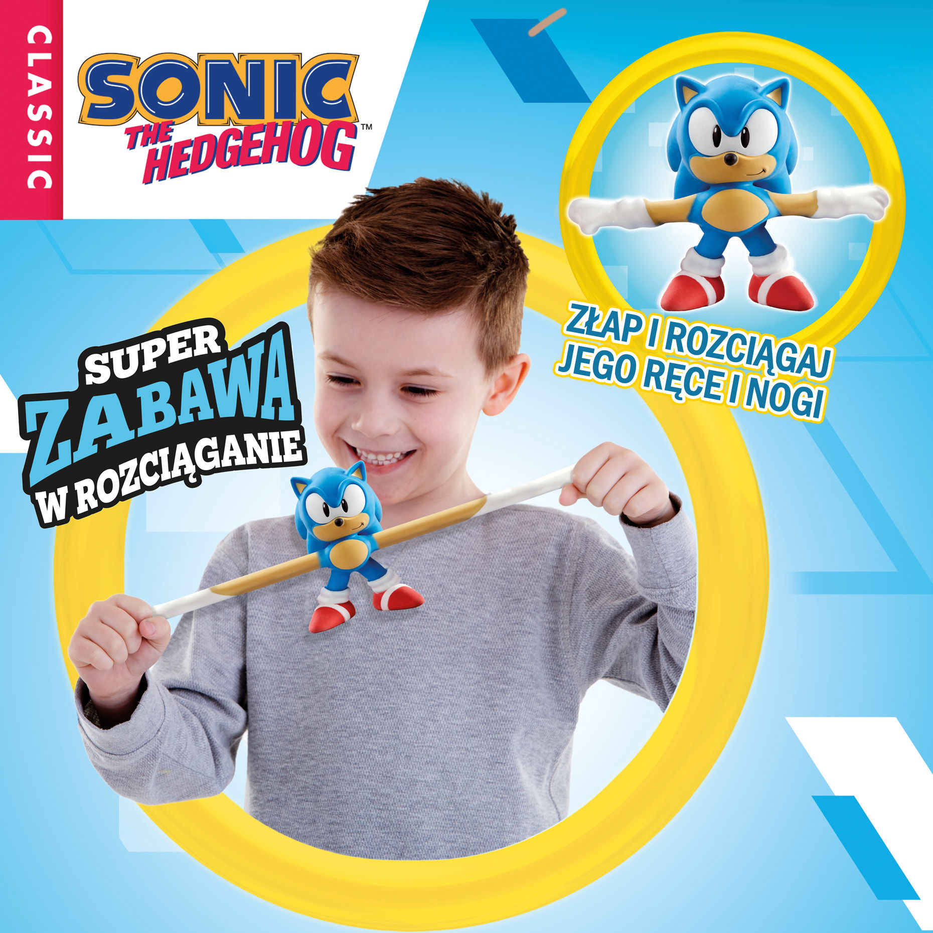 Dziecko rozciągające figurkę Sonic