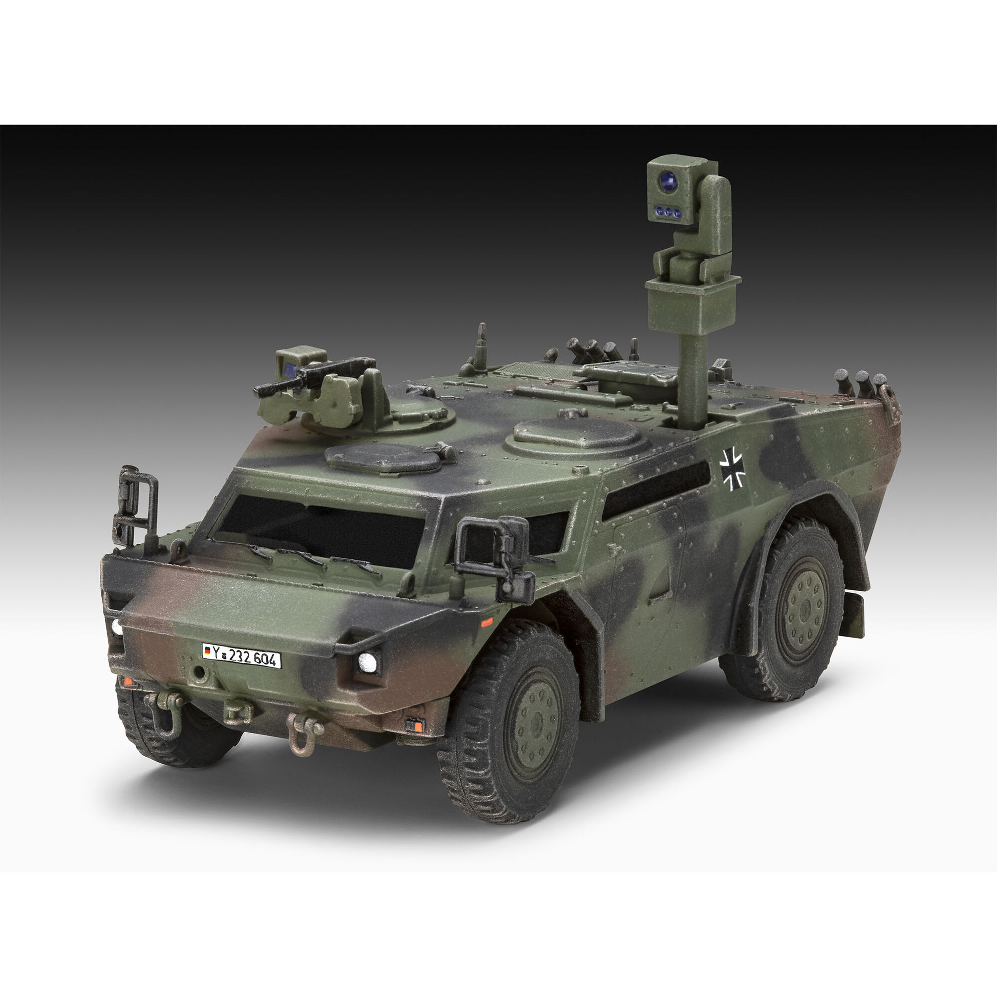 Model Spähwagen Fennek z widocznym wyposażeniem rozpoznawczym