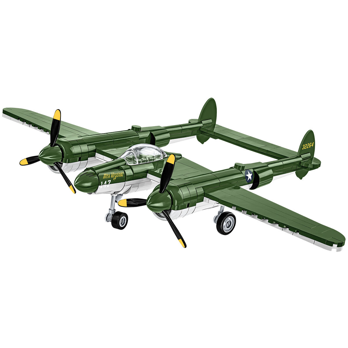 Model Lockheed P-38 Lightning z podwoziem i śmigłami