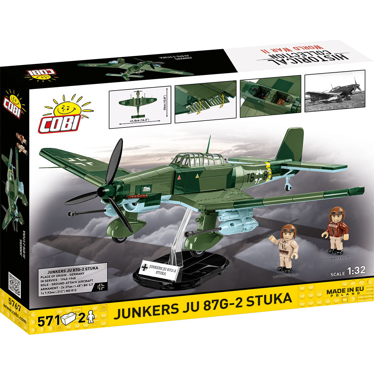 Model Junkersa Ju 87 G-2 Stuka na podstawce ekspozycyjnej