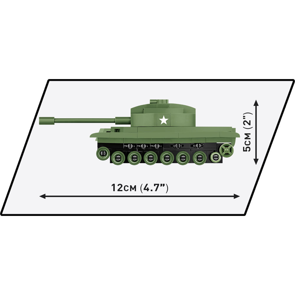 Wymiary modelu Patton M48: 12 cm długości i 5 cm wysokości