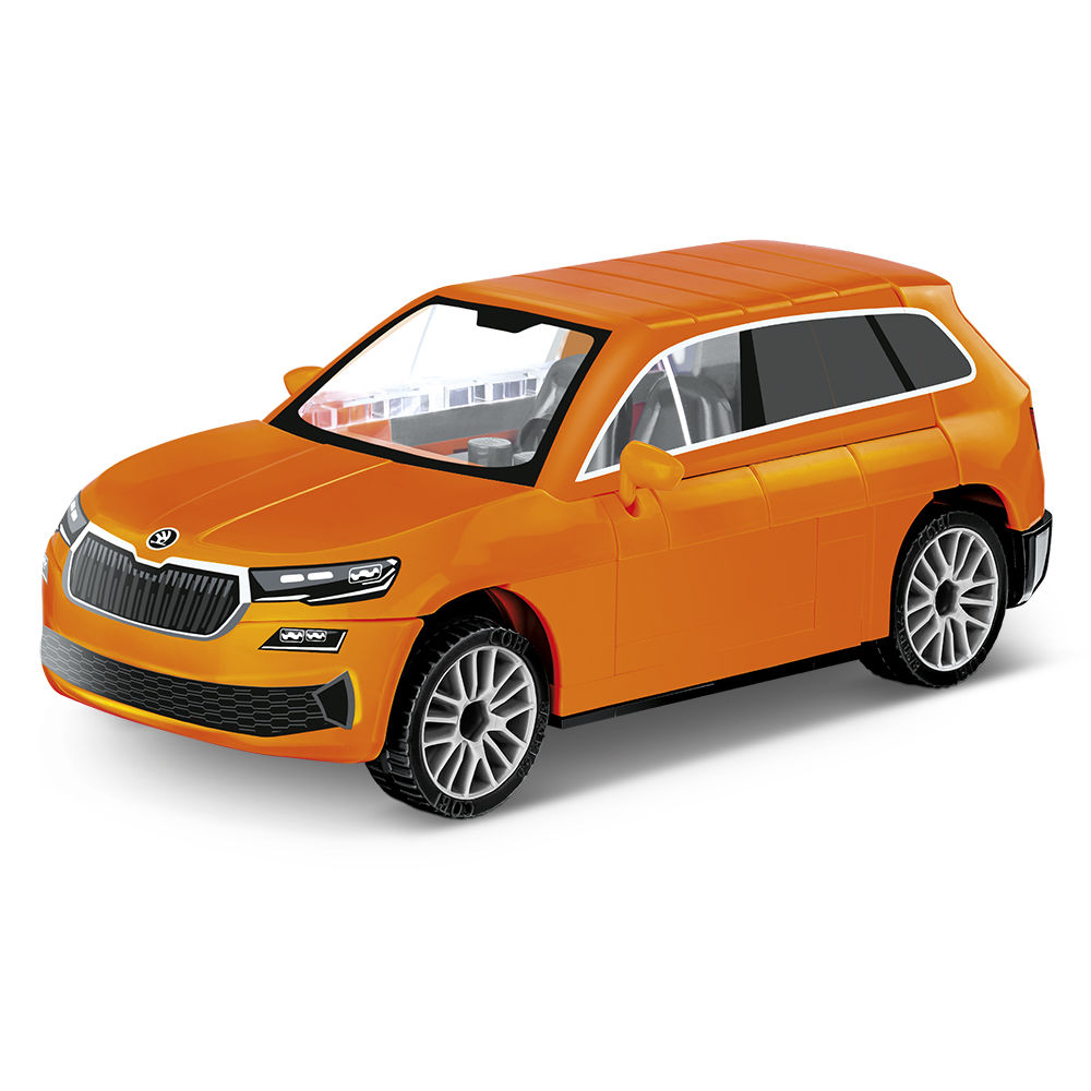 Zbudowany model Škoda Karoq w pomarańczowym kolorze