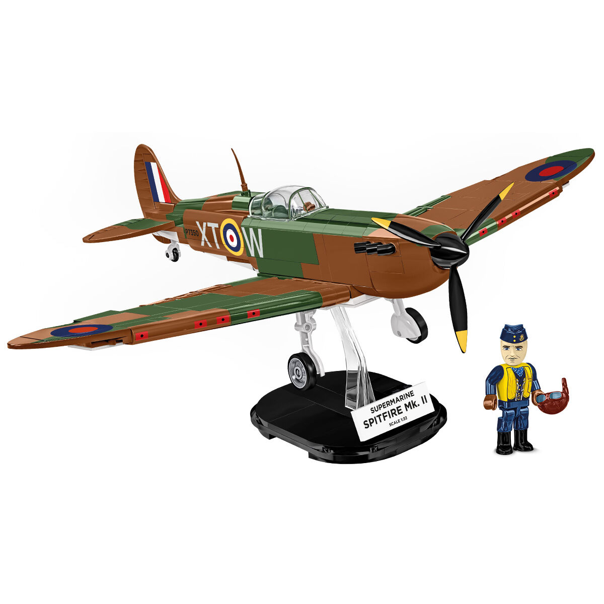 Model Supermarine Spitfire Mk.II na czarnej podstawce ekspozycyjnej