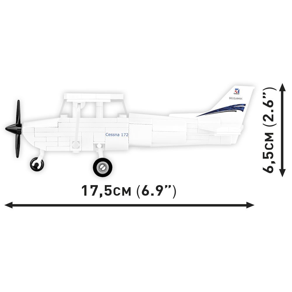 Boczny widok modelu Cessna 172 z wymiarami