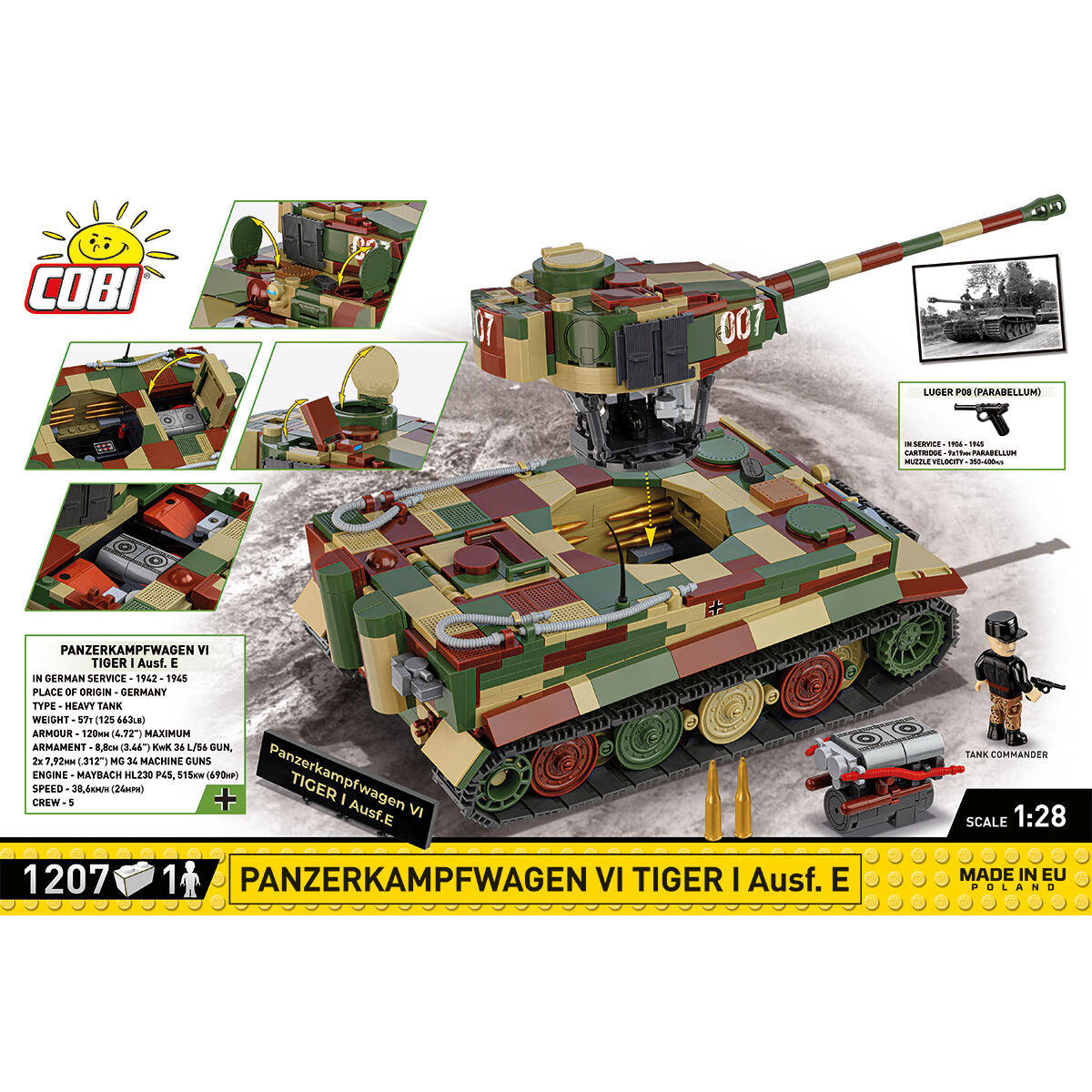 Otwarta wieża i wnętrze modelu Tiger I