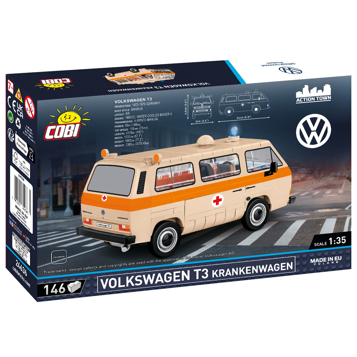 Model Volkswagena T3 Krankenwagen z pudełkiem