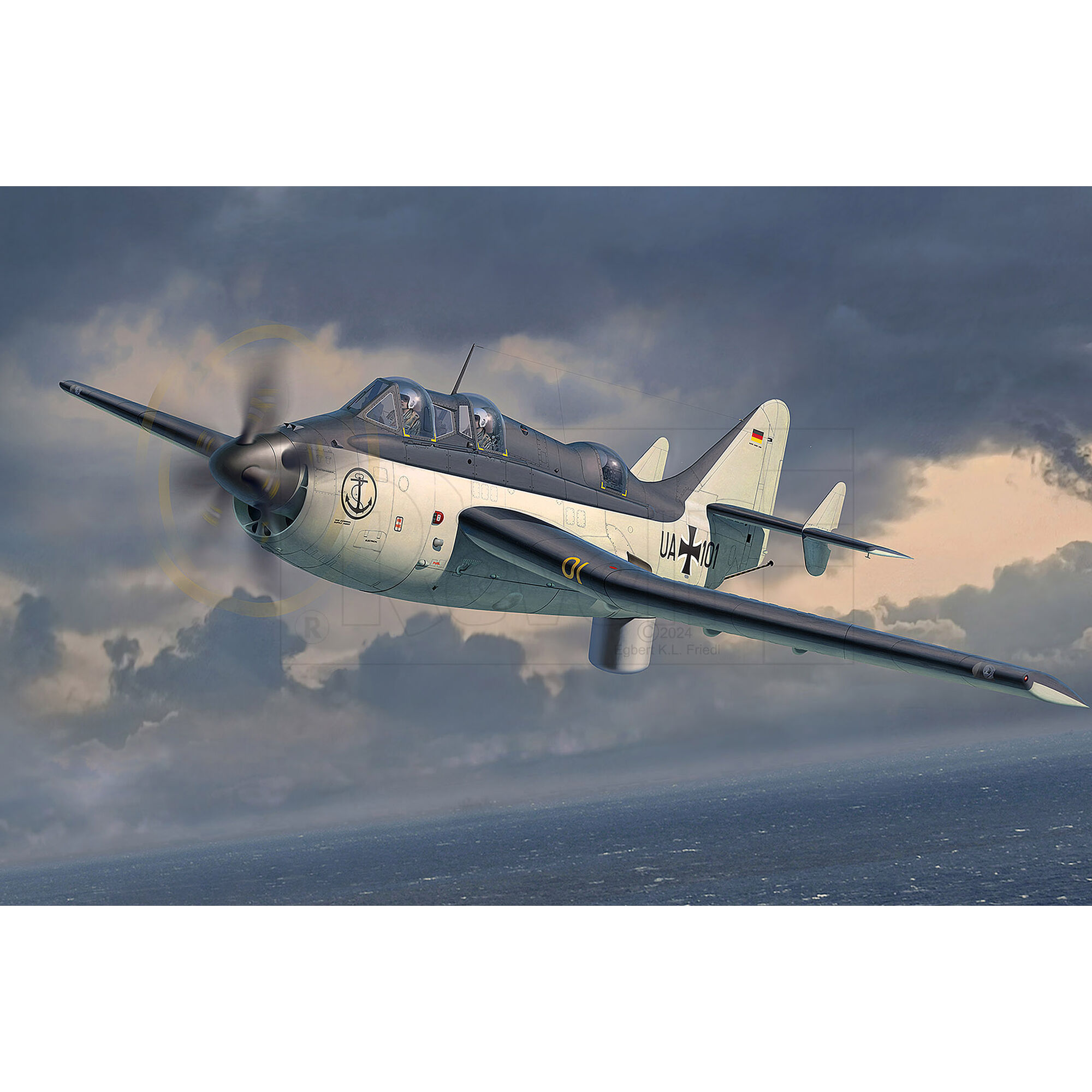 Fairey Gannet w locie nad morzem