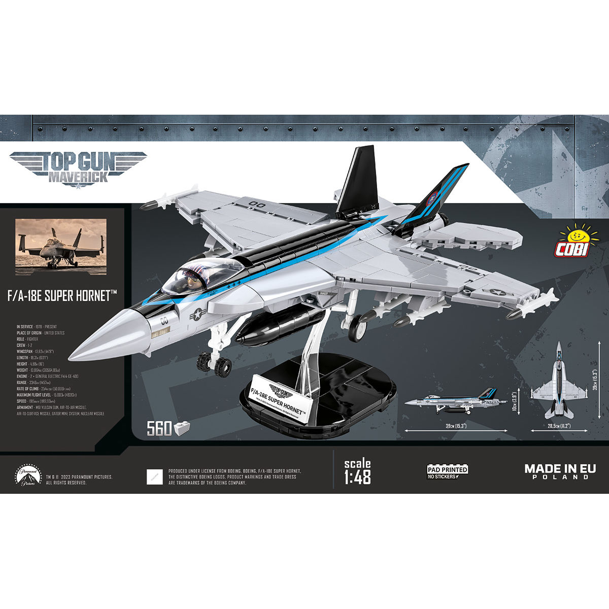 Zbudowany model F/A-18E Super Hornet z profilu
