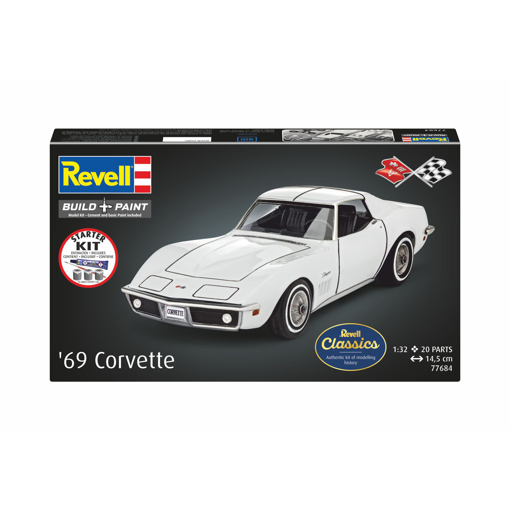 Pudełko zestawu z modelem Corvette C3 w skali 1:32