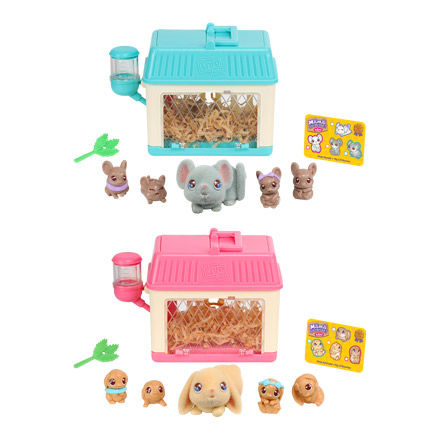Dwa warianty zestawu Little Live Pets Mama Surprise Mini z klatką i figurkami zwierzątek