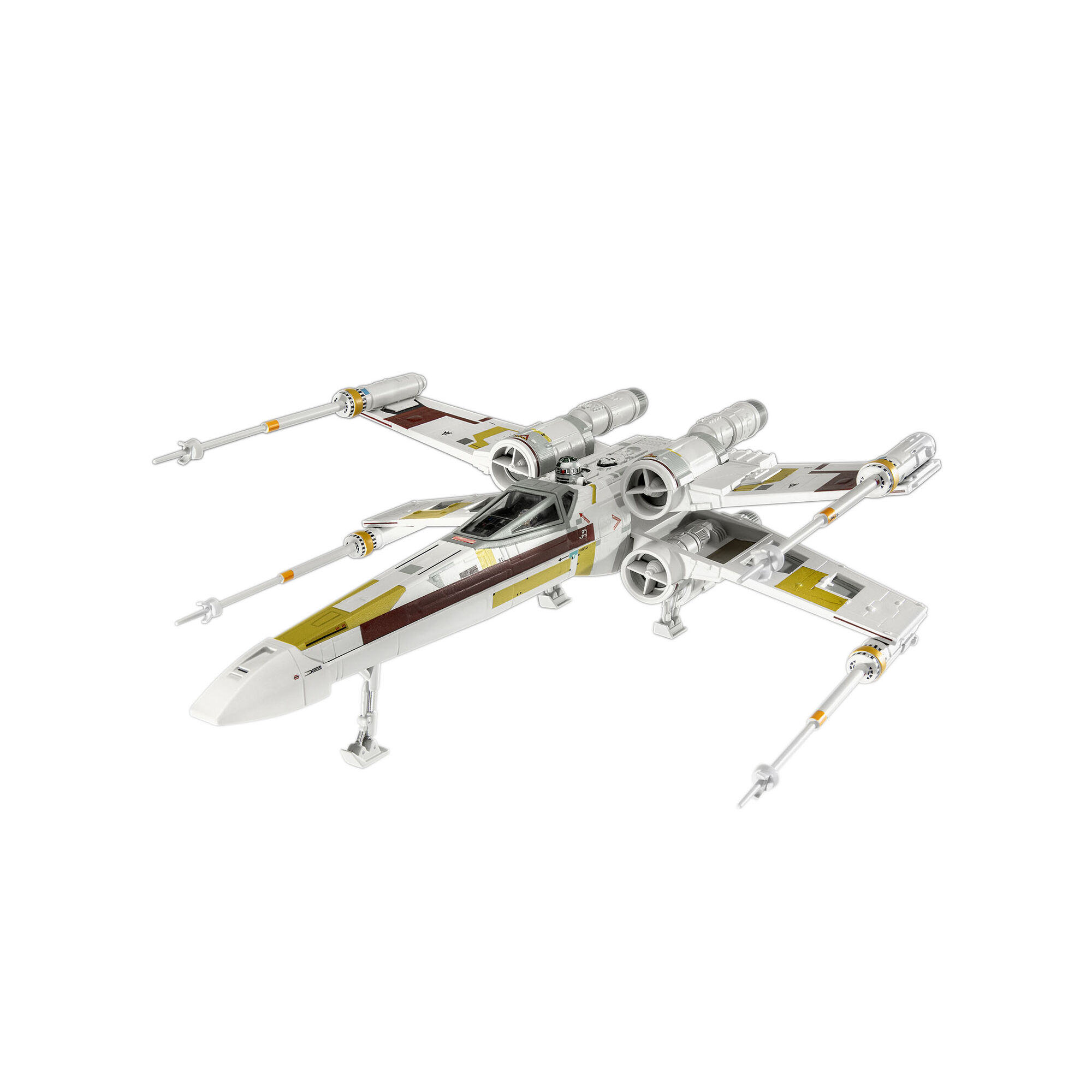 Zbudowany model myśliwca X-Wing Carsona Tevy