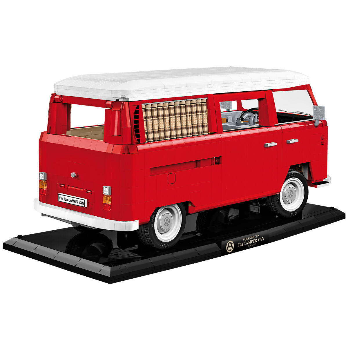 Tylny widok modelu Volkswagen T2a Camper z podstawką