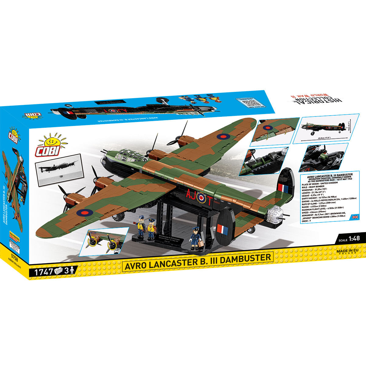 Model Avro Lancaster B III Dambuster na podstawce ekspozycyjnej