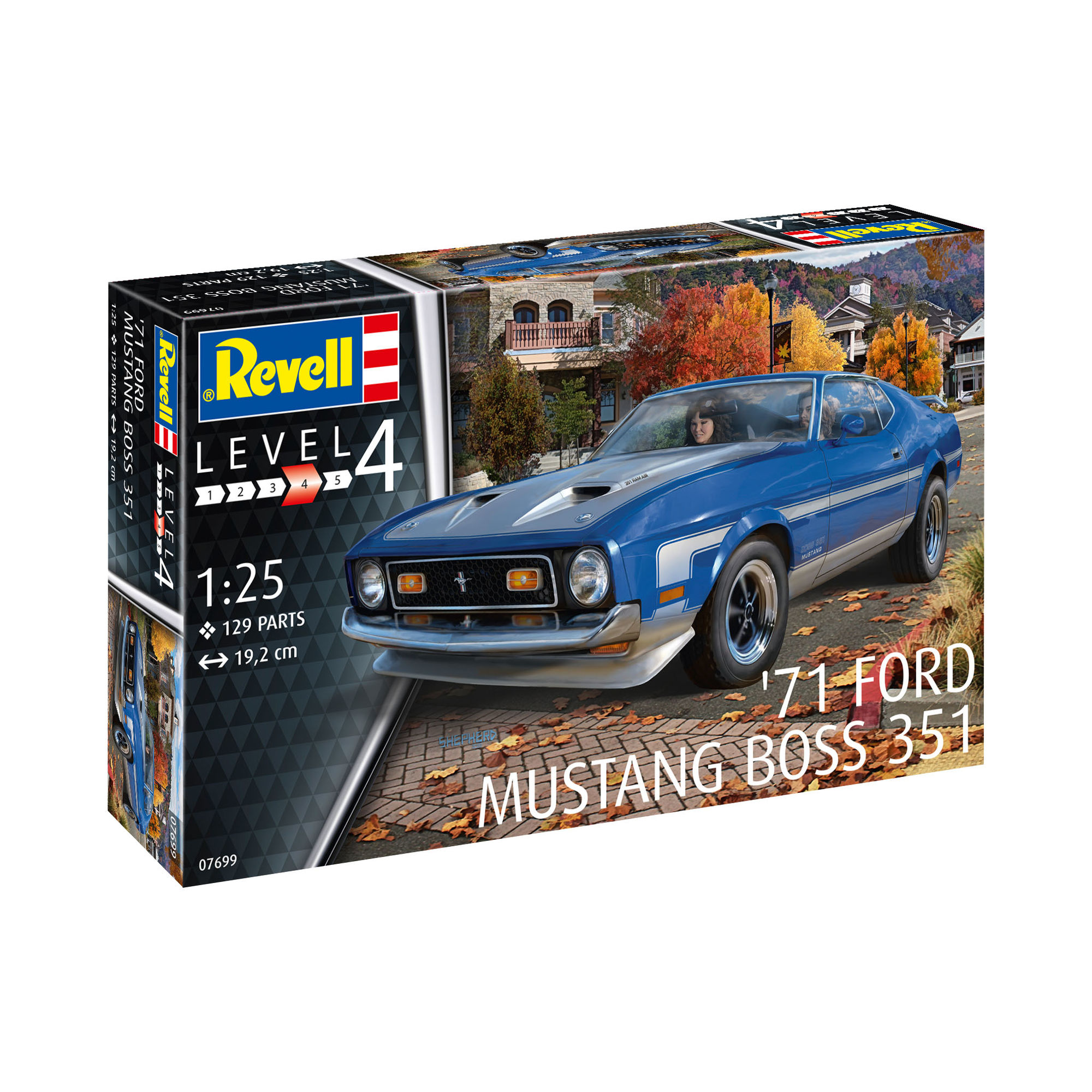 Pudełko modelu Ford Mustang Boss 351 w skali 1:25