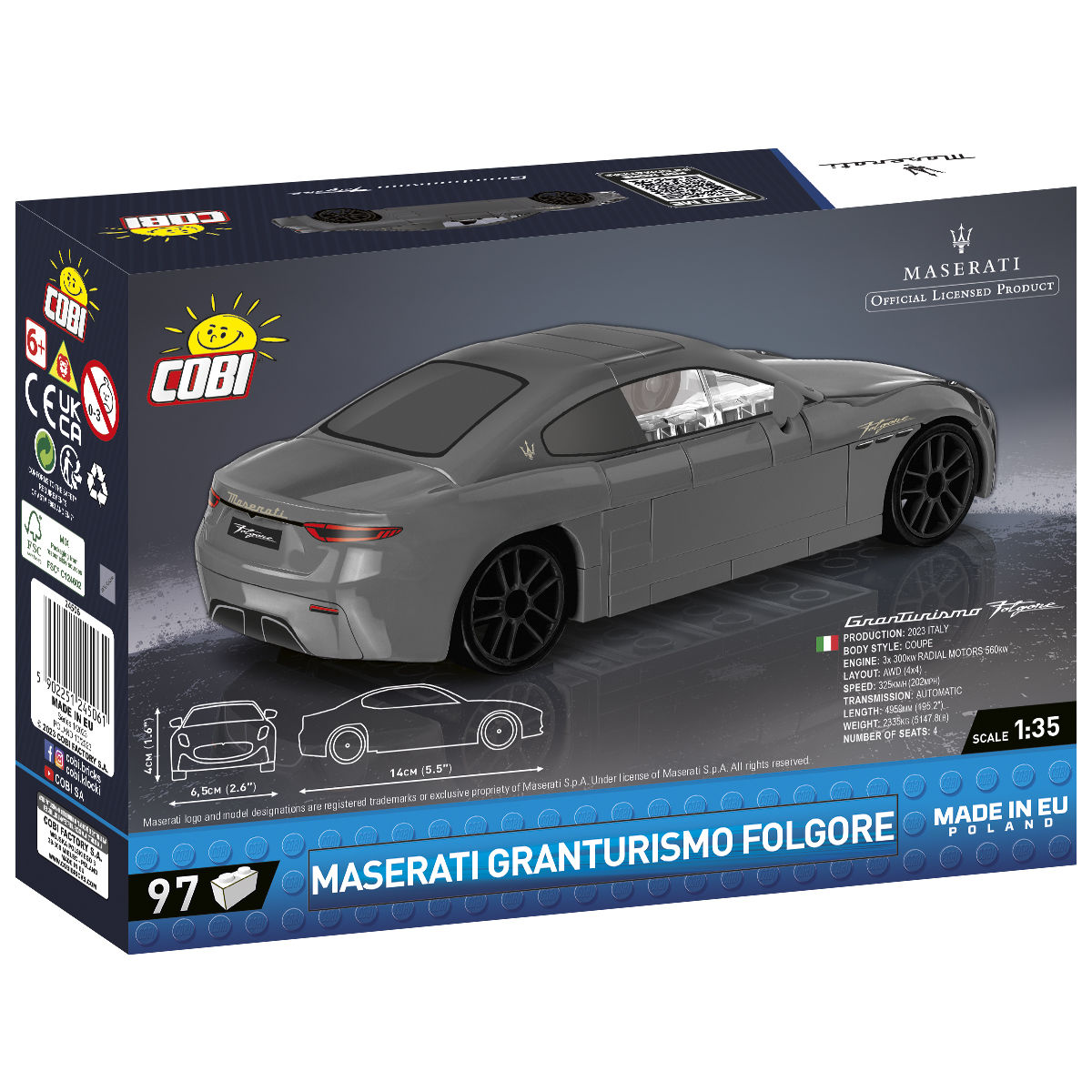 Pudełko zestawu z modelem Maserati GranTurismo Folgore