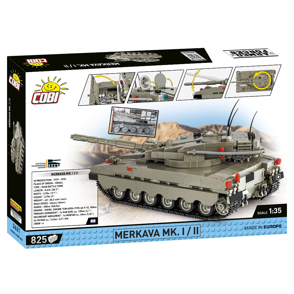 Model czołgu Merkava Mk. I/II zbudowany z klocków, widok od tyłu