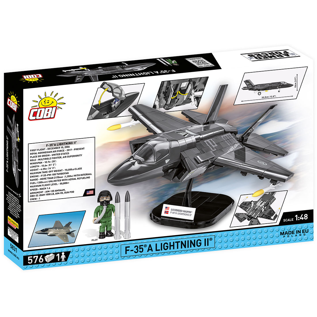 Model F-35A Lightning II z figurką pilota i podstawką ekspozycyjną