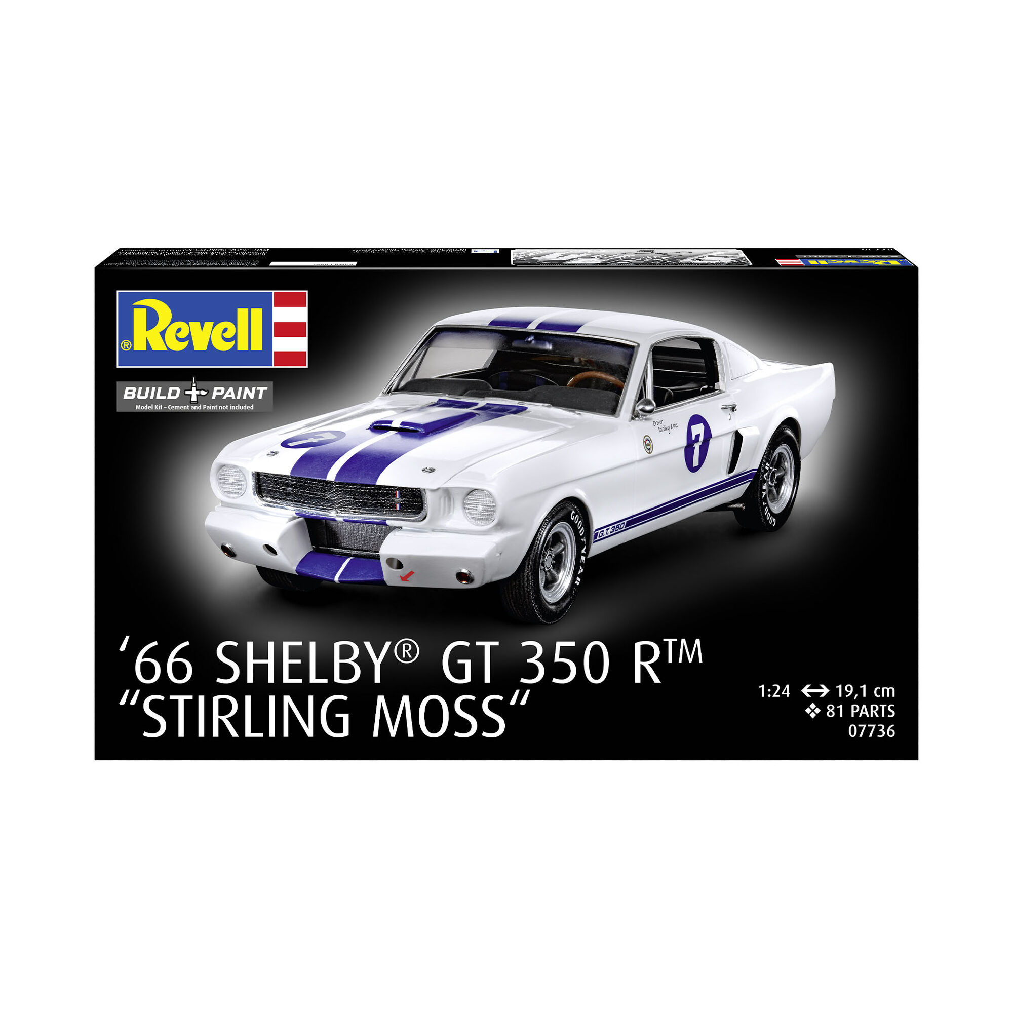 Pudełko modelu Shelby GT 350 R Stirling Moss w skali 1:24