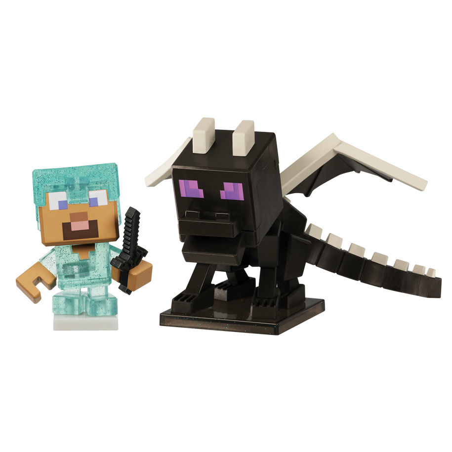 Steve w diamentowej zbroi i Ender Dragon